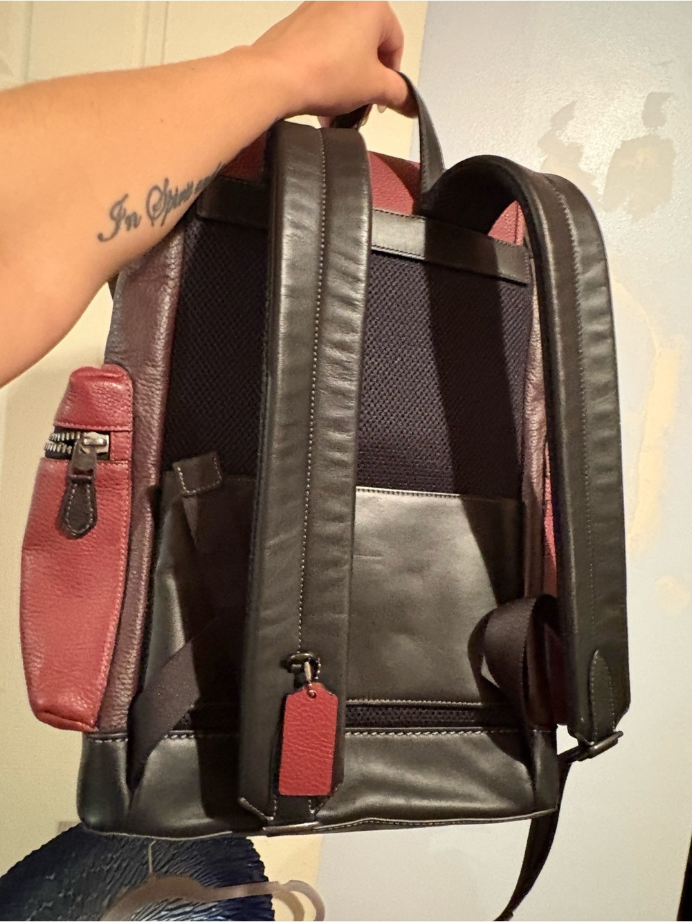 Coach Sprint Men’s Two-Tone Burgundy and Black Leather Backpack New - Picture 2 of 7